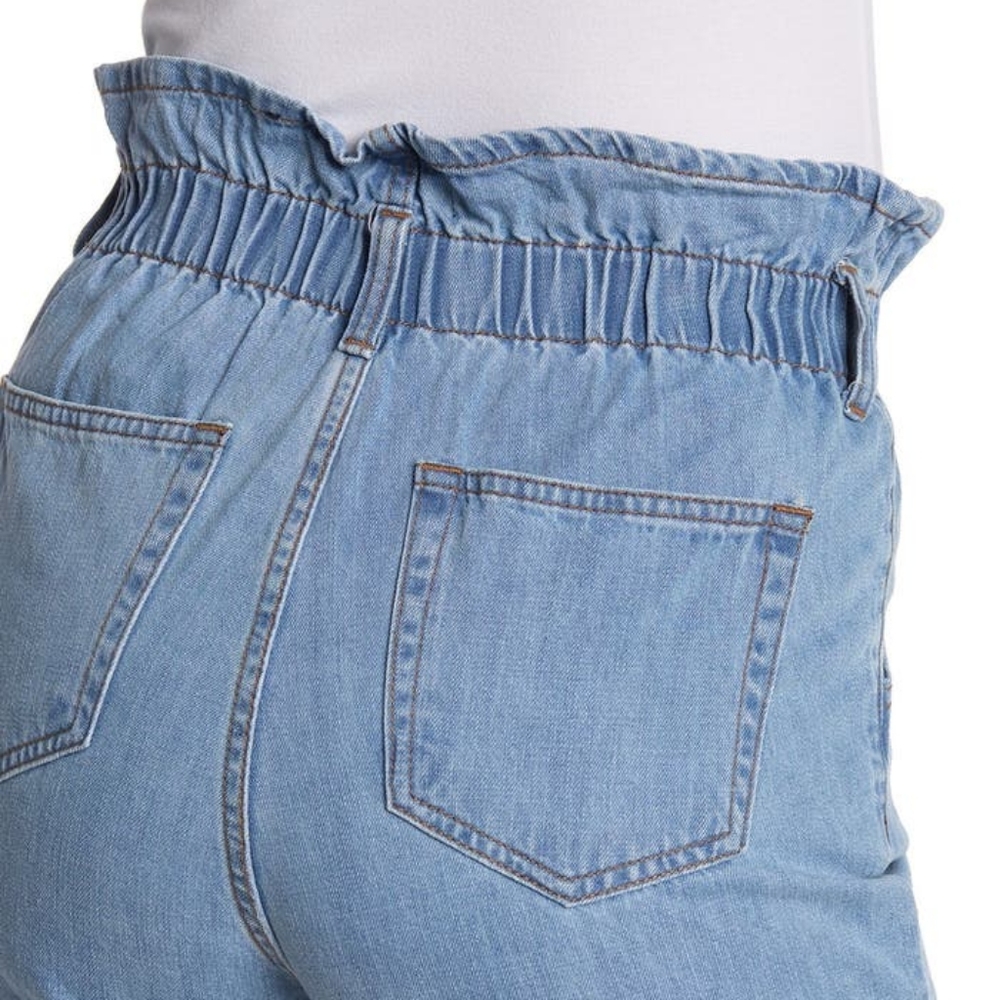Paper bag high-waisted denim shorts - Picture 6 of 6